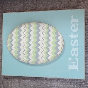 Easter Egg Wood Hanging Plaque Pastel Colors‎